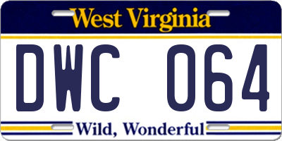 WV license plate DWC064