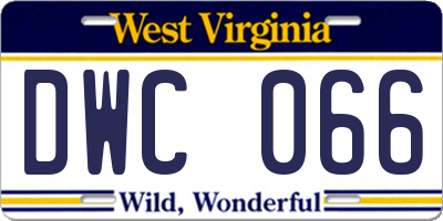 WV license plate DWC066
