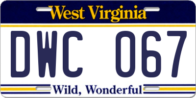 WV license plate DWC067