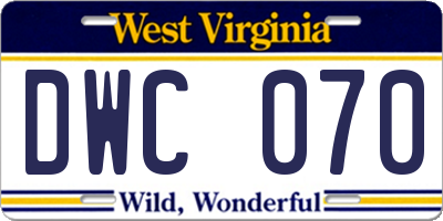 WV license plate DWC070