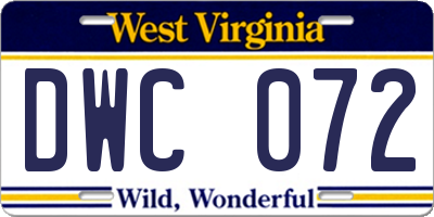 WV license plate DWC072