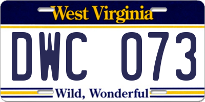 WV license plate DWC073