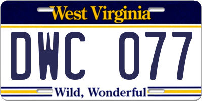 WV license plate DWC077