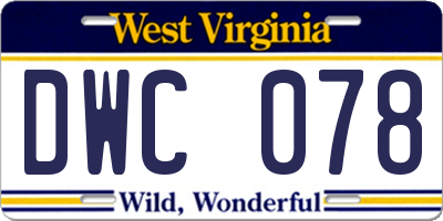 WV license plate DWC078