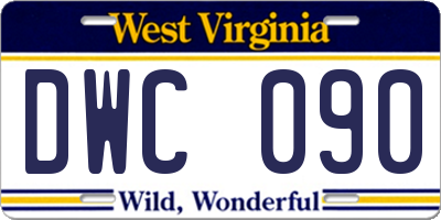 WV license plate DWC090