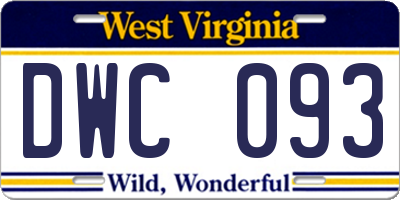 WV license plate DWC093