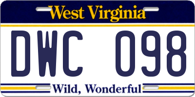 WV license plate DWC098