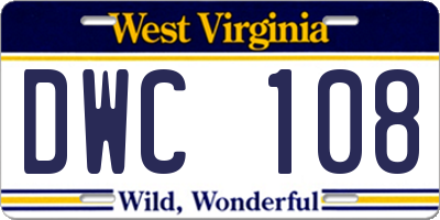 WV license plate DWC108
