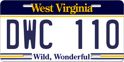 WV license plate DWC110