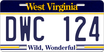 WV license plate DWC124