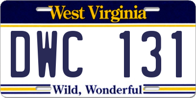 WV license plate DWC131