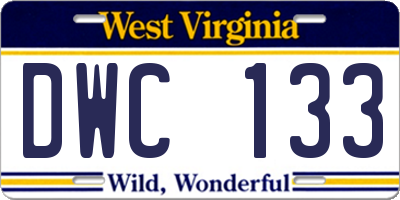 WV license plate DWC133