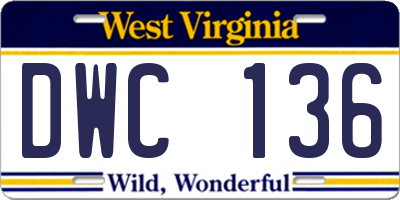 WV license plate DWC136