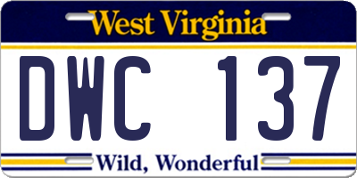 WV license plate DWC137