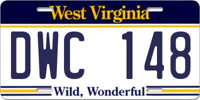 WV license plate DWC148