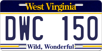 WV license plate DWC150