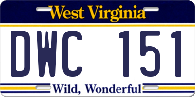 WV license plate DWC151