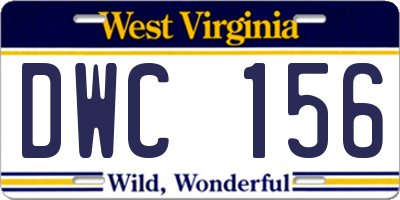 WV license plate DWC156