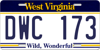 WV license plate DWC173