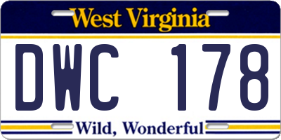 WV license plate DWC178
