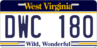 WV license plate DWC180