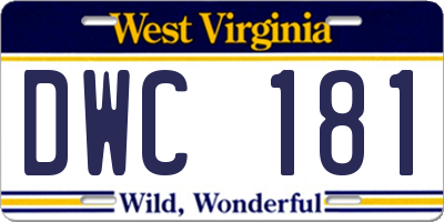 WV license plate DWC181