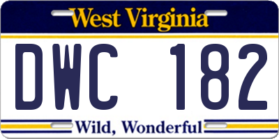 WV license plate DWC182