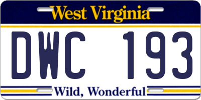WV license plate DWC193