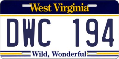 WV license plate DWC194