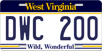 WV license plate DWC200