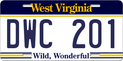WV license plate DWC201