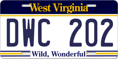 WV license plate DWC202