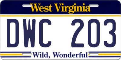 WV license plate DWC203