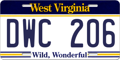 WV license plate DWC206