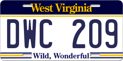 WV license plate DWC209