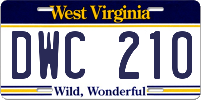 WV license plate DWC210