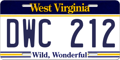 WV license plate DWC212