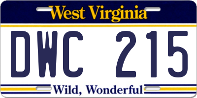 WV license plate DWC215
