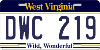 WV license plate DWC219