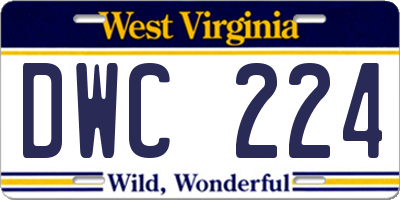WV license plate DWC224