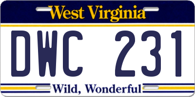 WV license plate DWC231