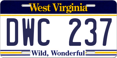 WV license plate DWC237