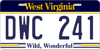WV license plate DWC241