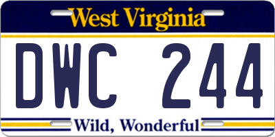 WV license plate DWC244