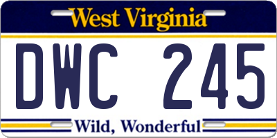WV license plate DWC245