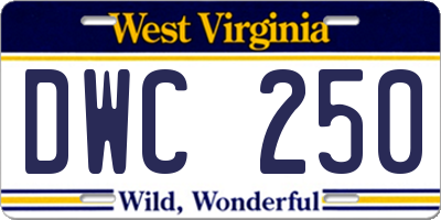WV license plate DWC250