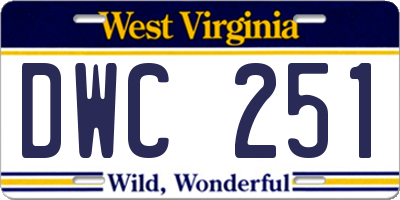 WV license plate DWC251