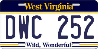 WV license plate DWC252