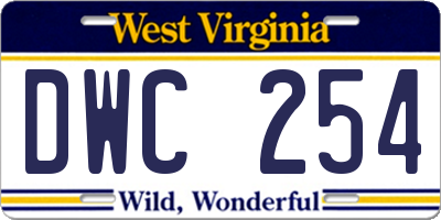 WV license plate DWC254