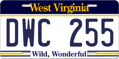 WV license plate DWC255